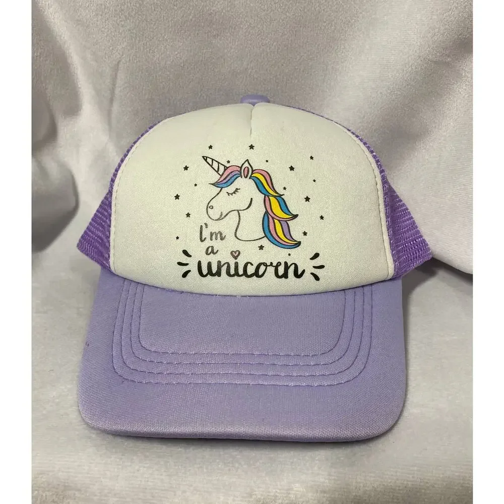 One Baby Trucker Hat I'm a Unicorn Purple & White NEW